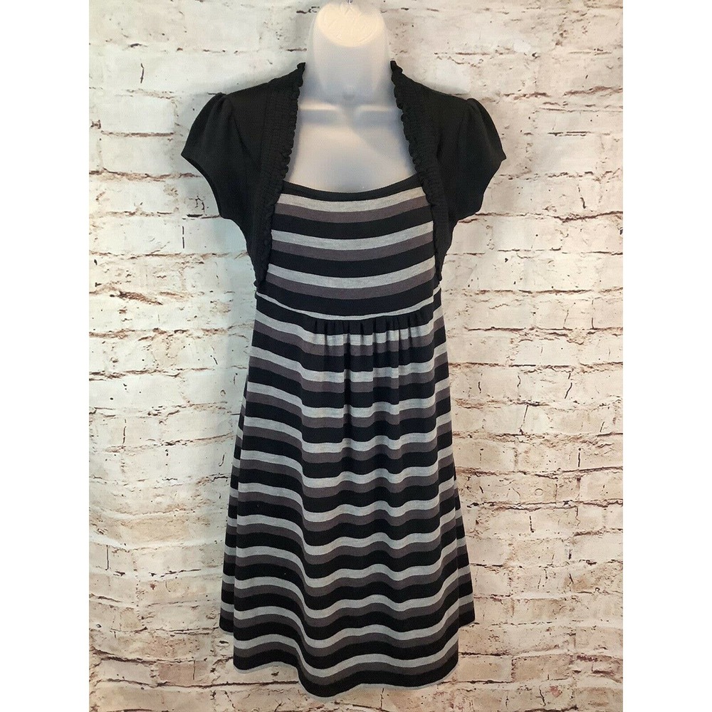 Derek Heart Dress Size M Black Short Sleeve Knee Length Stretch Knit Sweater D